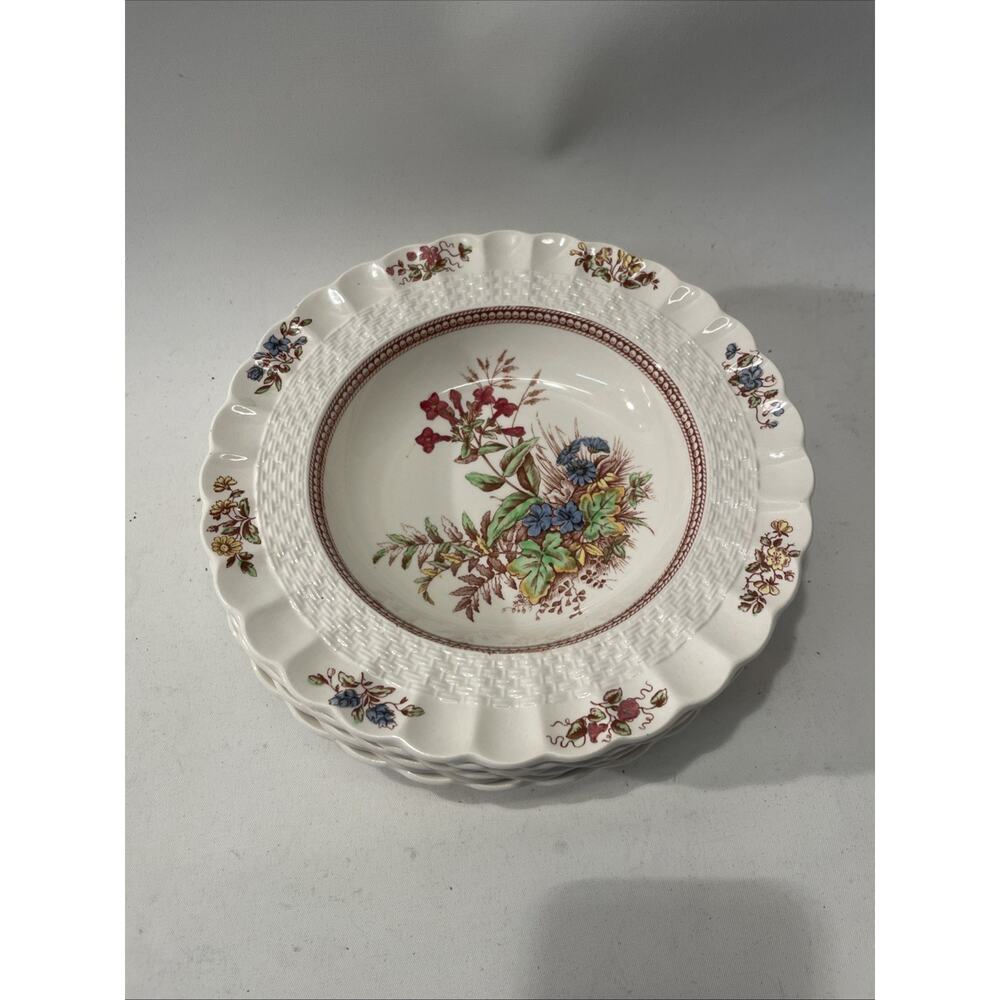 Set of 6 Vintage Copeland Spode Rosalie Rim Rimmed Soup Bowls 7 3/4" Wide - Picture 7 of 7